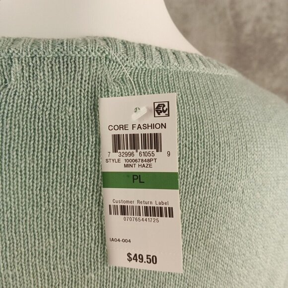 NWT $49 Style&Co Cozy Fall Sweater Size Petite Larger Fall Mint Flared Cuff - Picture 7 of 12